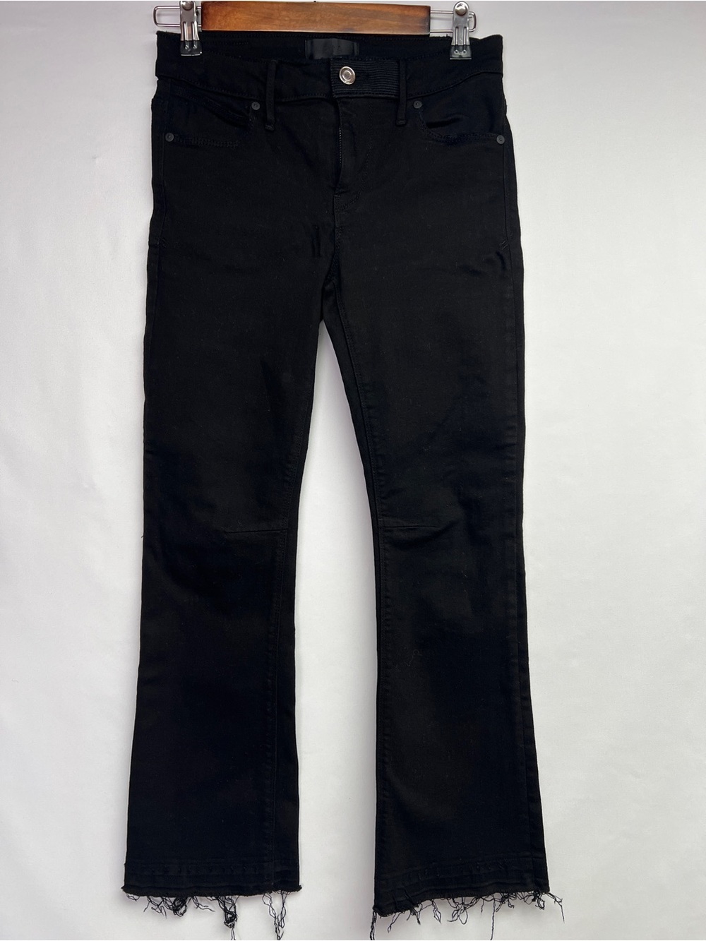 RtA (Road to Awe) Kiki Crop Kick Flare Raw Hem Black Jeans - Size 25